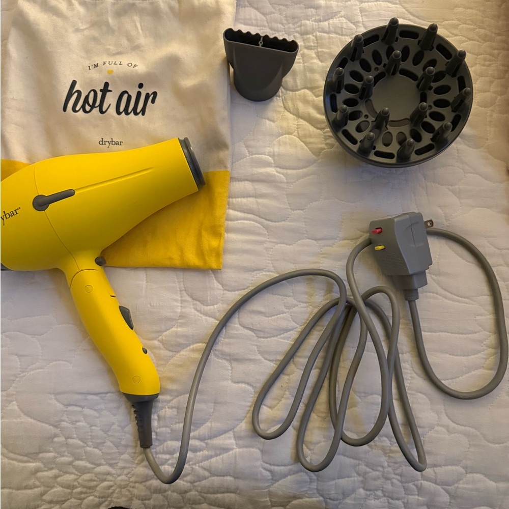 Drybar Vibrant Yellow Hair Dryer with Attachments